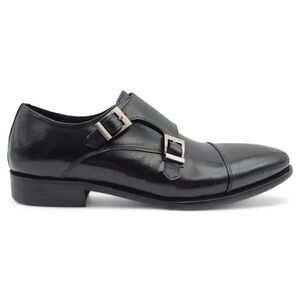 Men’s Size 13 Carucci Genuine Leather Cap Toe Double Monk Strap Shoe in Black